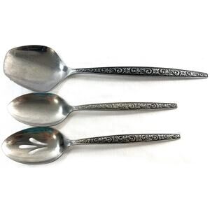Set Of 3 International Silver Co Vintage Serving Spoons